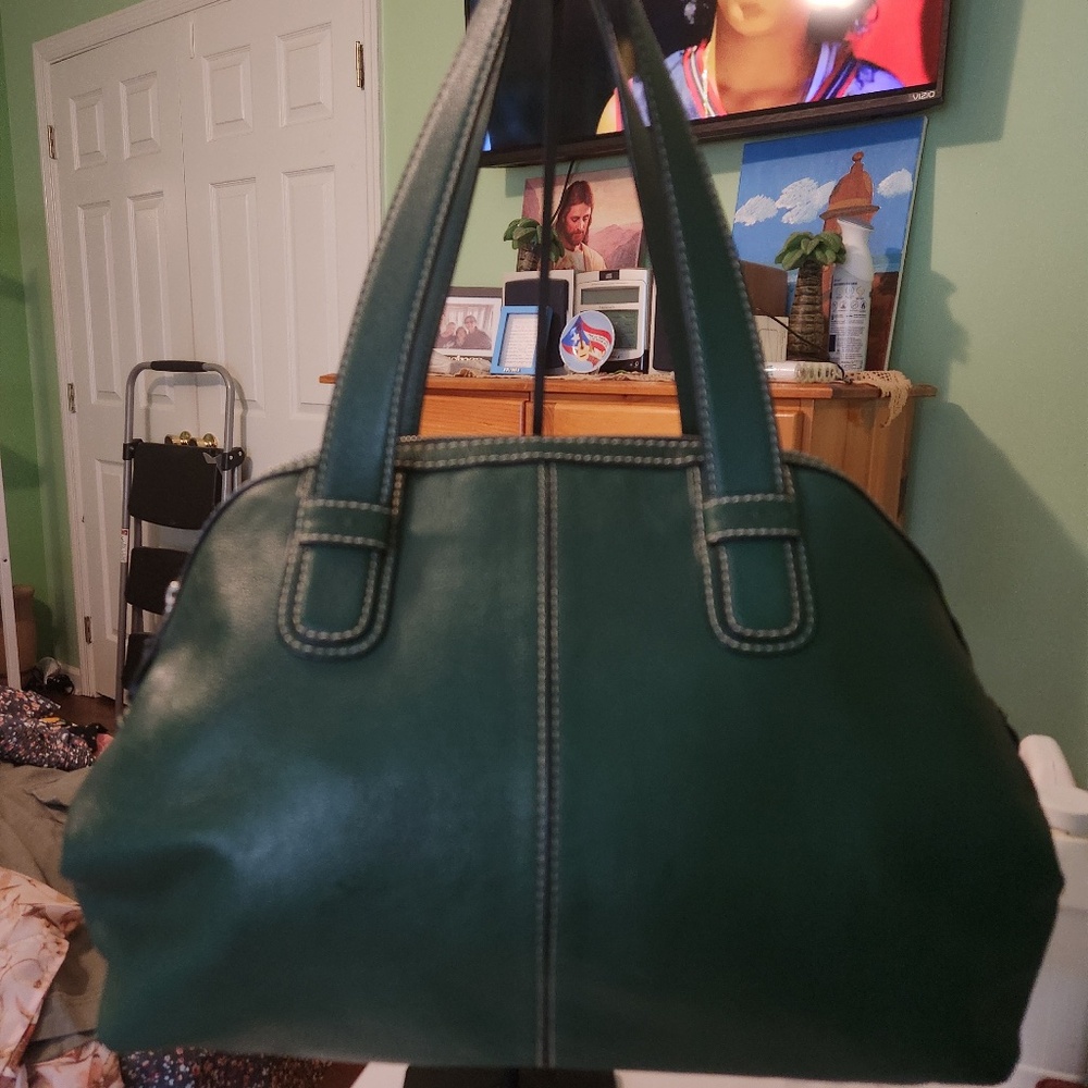 Michael Kors Green Pebbled Leather Medium Shoulder Bag